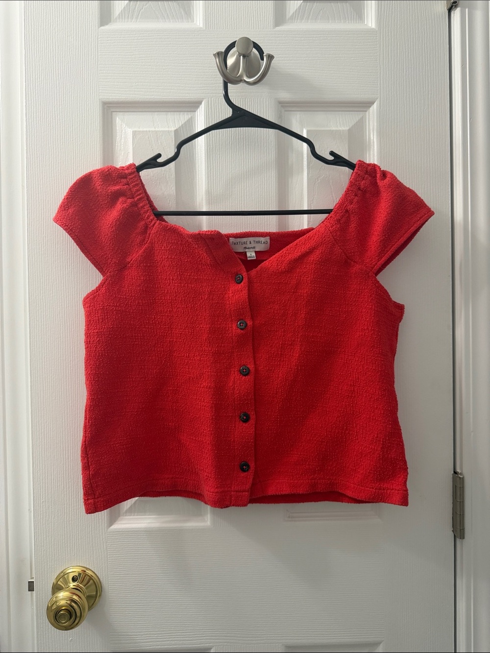 Madewell Cropped Textures Button-Front Top